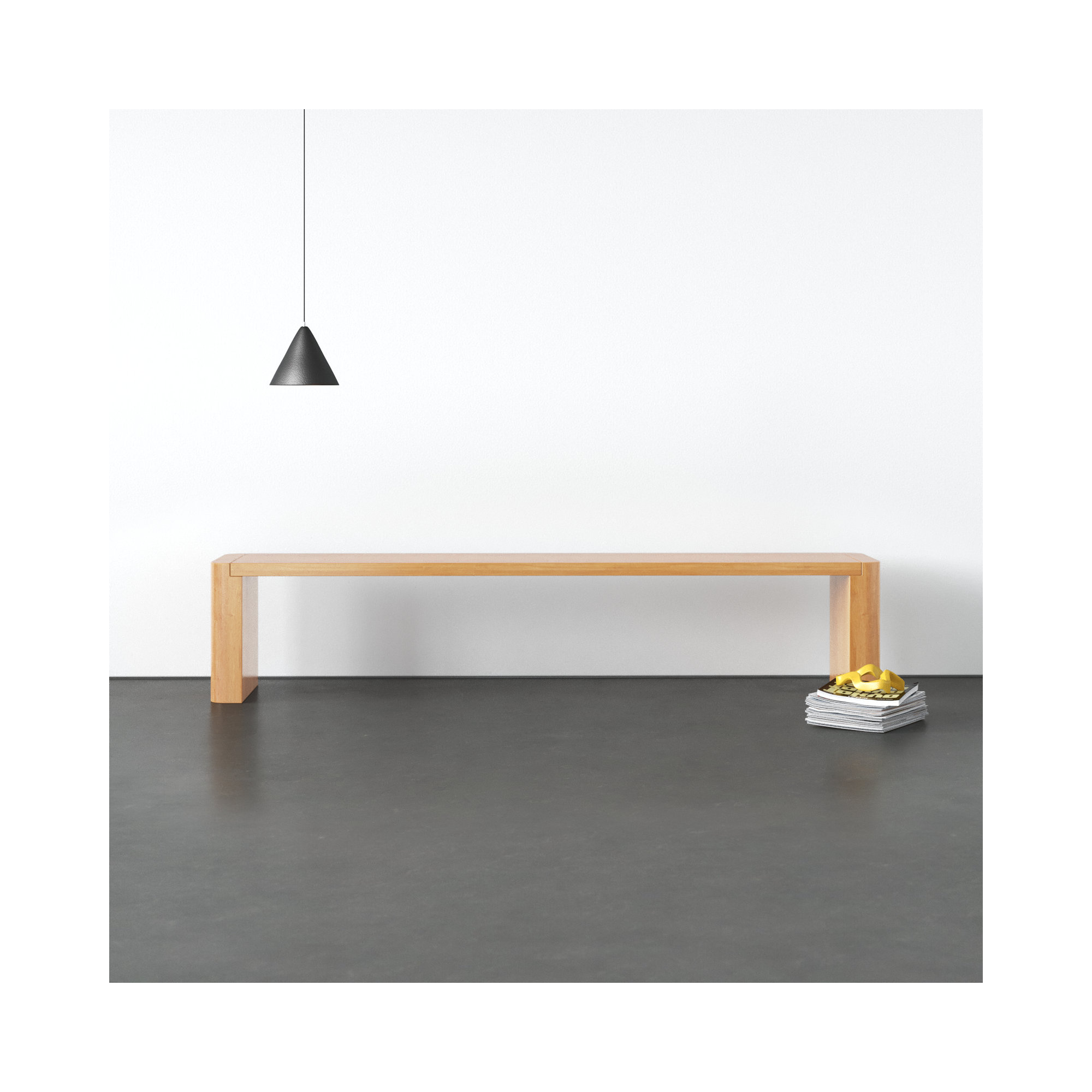 Channing Solid Wood Bench, 17" H x 82" W x 16" D, Natural