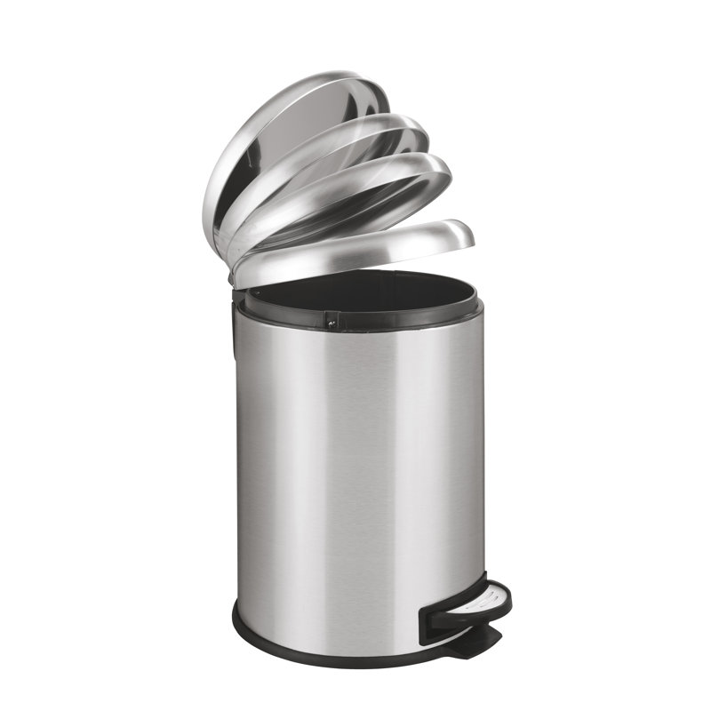 Leman Steel Step On Kitchen Trash Can - 20L, Matt brushed nickel