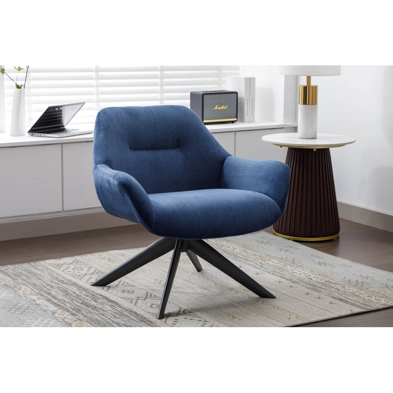 Adairsville Fabric Accent Chair with Steel Legs, Blue Polyester Blend