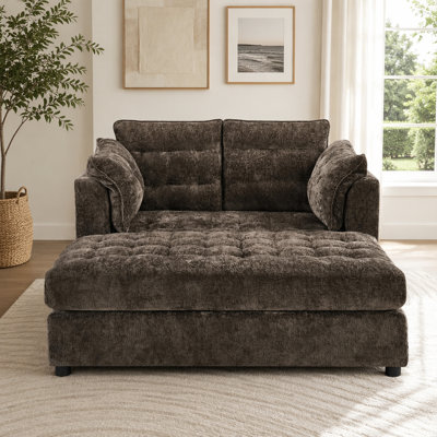 Canapé surdimensionné de 54,7 po avec accoudoirs et tissu chenille