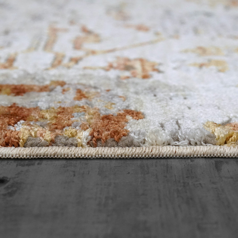 Oriental Area Rug in Ivory/Grey/Rust, Rectangle 9' x 13'