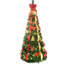 Sapin de Noël pliable et pliable de 1,80 m avec 150 lumières blanc chaud et 66 accessoires festifs, décoration rapide pour les petits espaces et les dortoirs.
