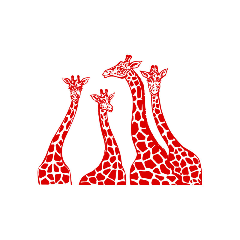 Adhésif décoratif famille girafe, Rouge