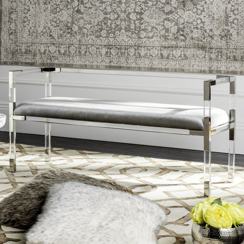 Banc rembourré Chantai, Transparent / Argent