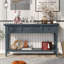 Console de style rétro classique avec trois tiroirs supérieurs et une tablette inférieure de style ouvert, facile à assembler (bleu marine)-501692363