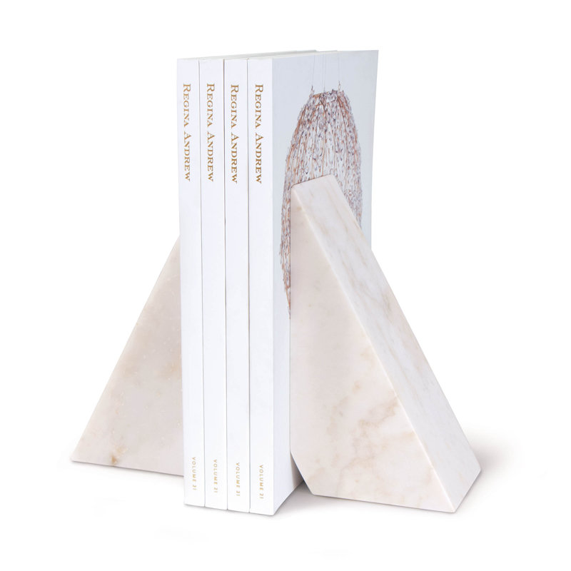 Othello Marble Bookends, White