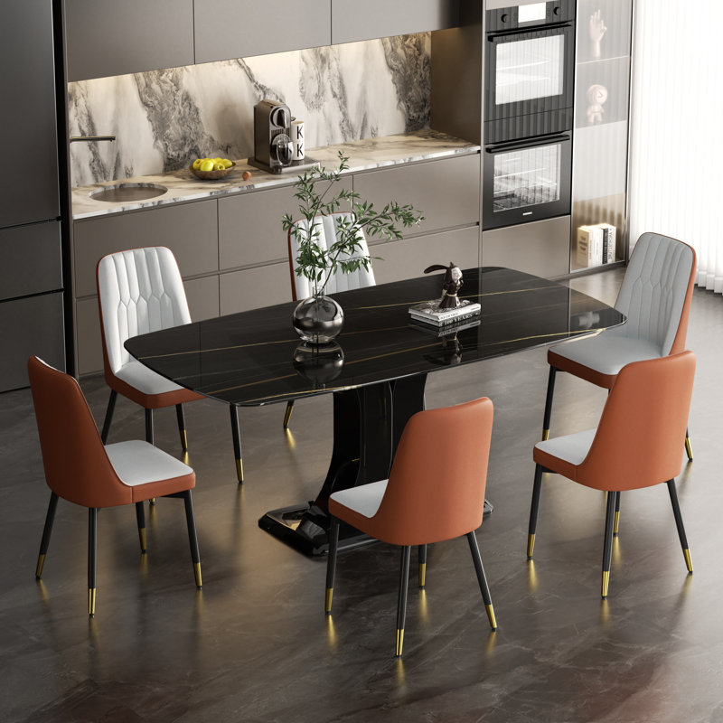 Ensemble repas pour 6 personnes, Brun / Gris clair, Noir, 7
