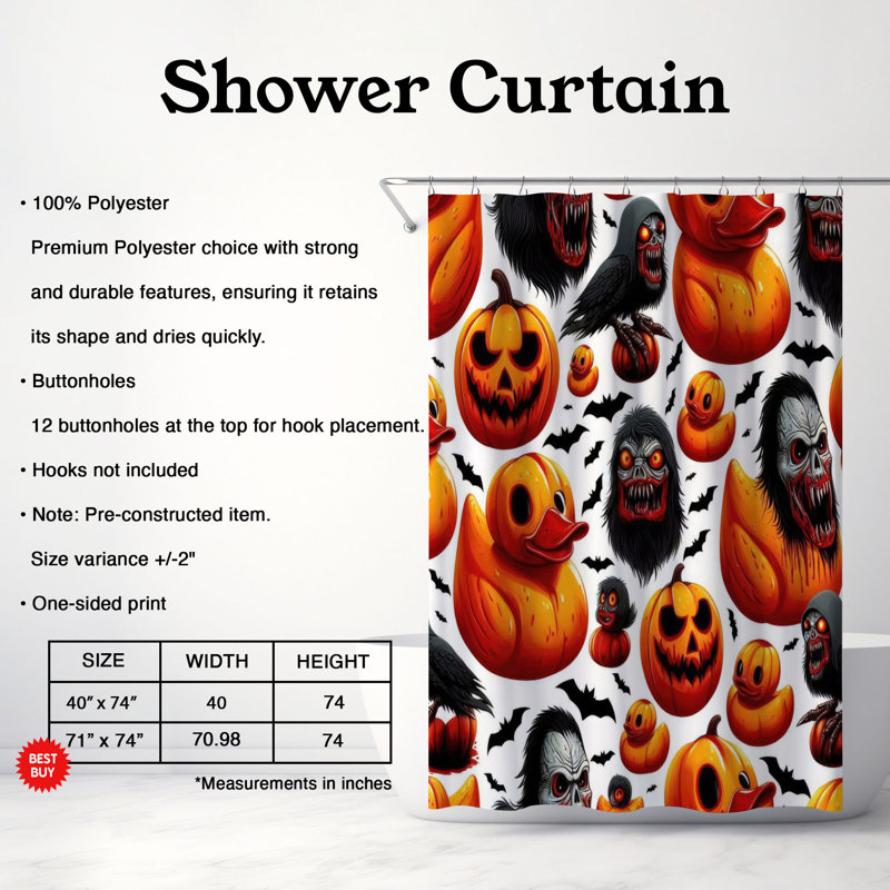 Ghostly Ducks - Rideau de douche standard 1 pièce, H 74 po x l 71 po