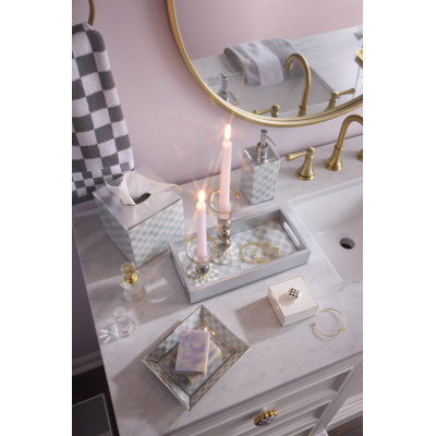 Sterling Check Glass Vanity Tray