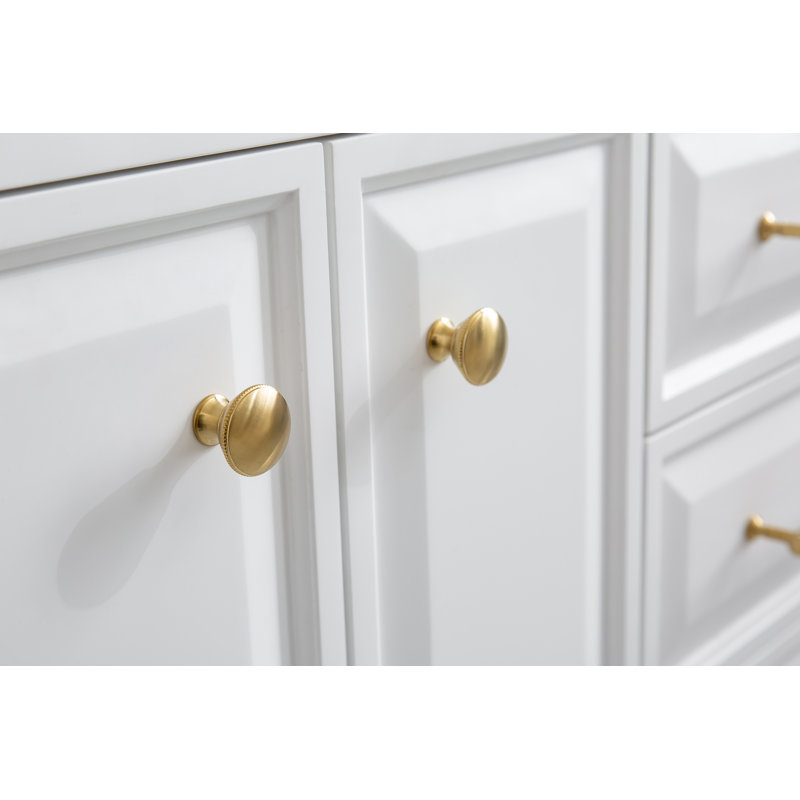Palace 60'' W Double Vanity, Pure White, Satin Brass
