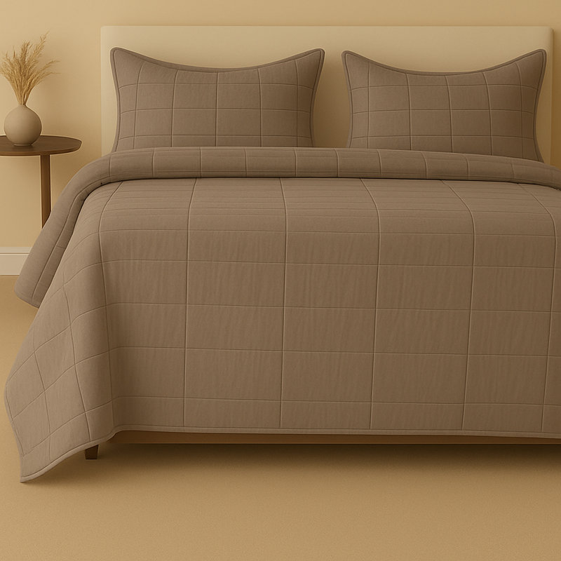 Slub Tencel Coverlet Set , King Bedspread + 2 King Shams, Cafe au Lait