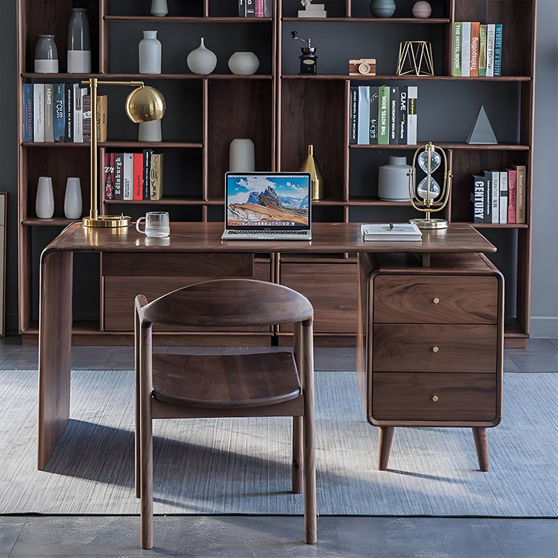 Bureau rectangulaire moderne en bois massif brun 66,93 ", H 29,92 po x l 66,93 po x P 27,56 po