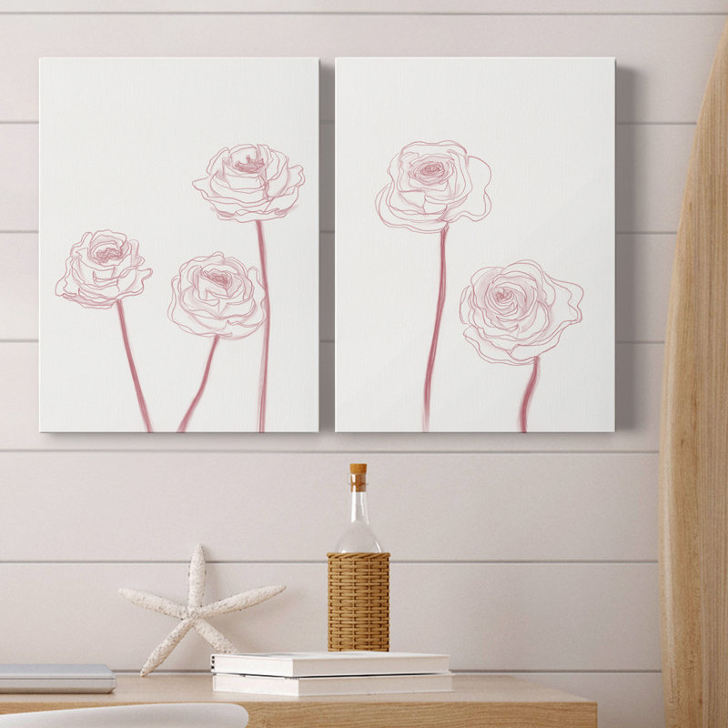PEONY BLOOMS I par Kayleigh Wold - Ensemble de 2 reproductions sur toiles tendues, H 48 po x l 72 po x P 1 po