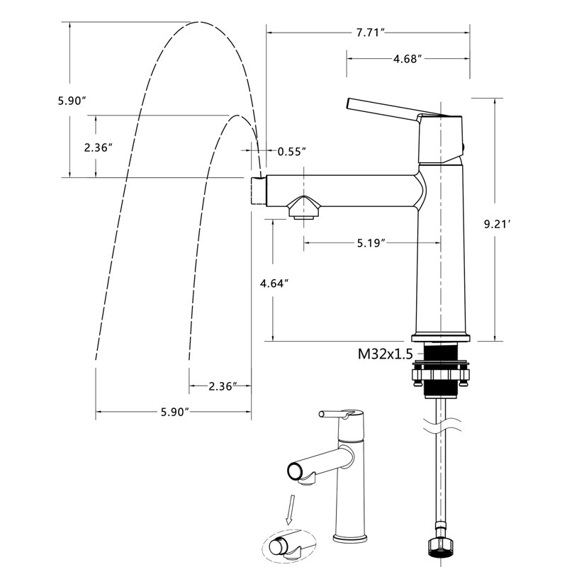 Matte Black 1 Hole Deck Mounted Bathroom Faucet, Flow & Fountain Options, Scratch, Water Conservation, Simple Installation Process Modern 1 Mounting, Toggle, Scratch-, Saving, Easy To Install