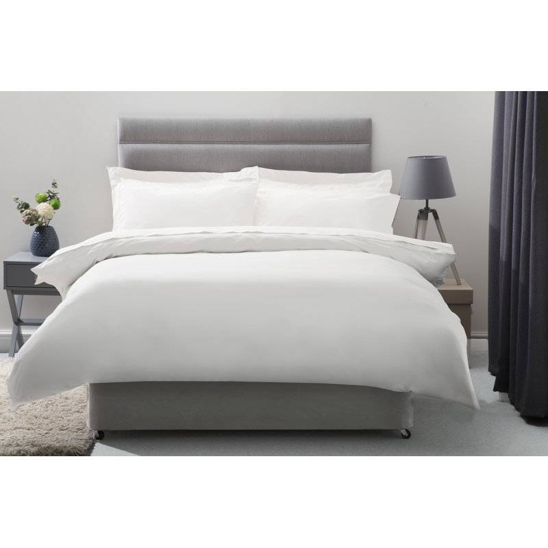 Cotton Solid Colour Duvet Cover Set with Pillowcases, White, Single Duvet Cover + 1 Standard Pillowcase