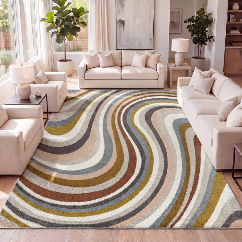 Tapis rouge / beige / bleu Albarado, Rectangle 7 pi 10 po x 10 pi