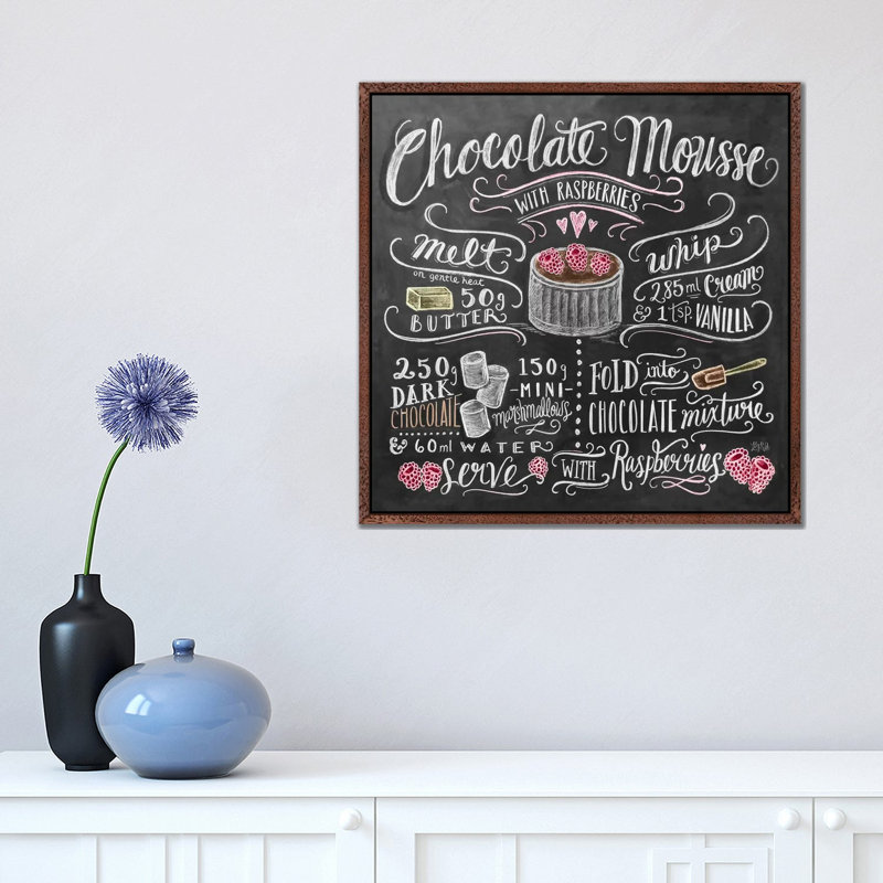 Chocolate Mousse Recipe - Print on Canvas, Classic Brown Wood Floater Framed, 45.72cm H x 45.72cm W x 3.81cm D