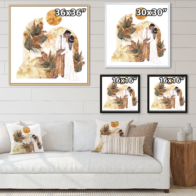 Radiant Newly Weds I - reproduction d'art sur toile Glam, H 30 po x l 30 po x P 1 po, Cadre flottant blanc