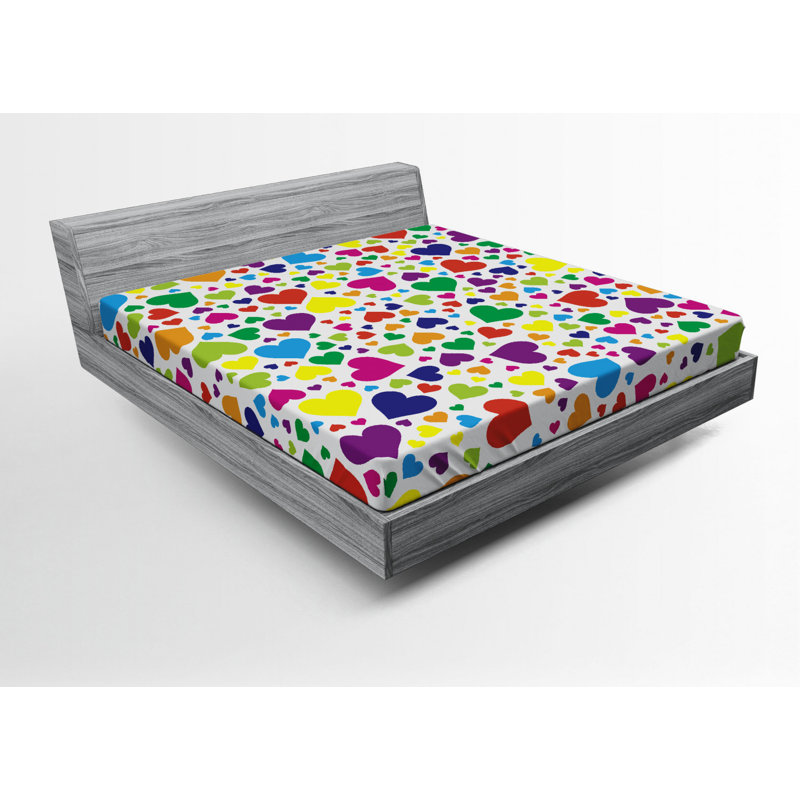 Microfiber Geometric Fitted Sheet, Full Fitted Sheet, Orange/Purple Abstract