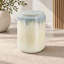 Tabouret de jardin rond en céramique avec table d'appoint et émail réactif, bleu et crème, 35,2 x 35,2 x 47,8 cm