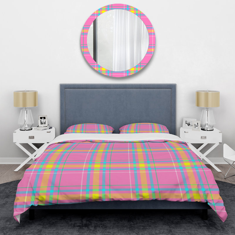 Ensemble de housse de couette en microfibre bleu / rose / jaune 3 pièces