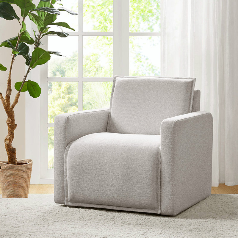 Fauteuil pivotant de 33 po de largeur, fauteuil d'appoint et fauteuil de salon avec structure en bois franc Donnitta