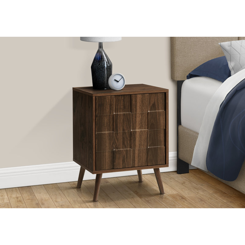 Table d'appoint, bout, table d'appoint, petit, rangement, lampe, stratifié noyer, moderne