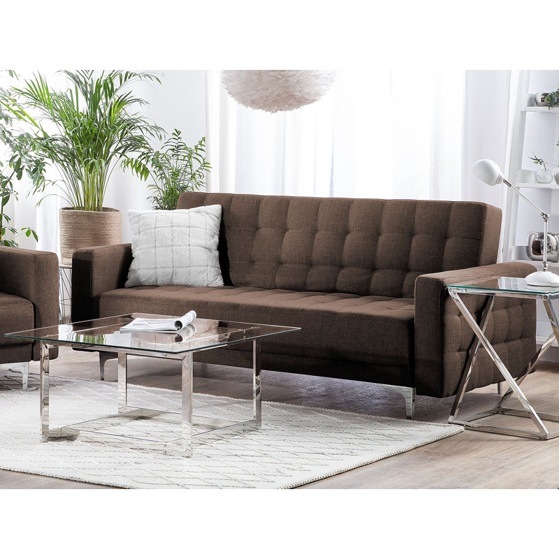 Dublin 3 Seater Velvet Sofa, Brown, Silver