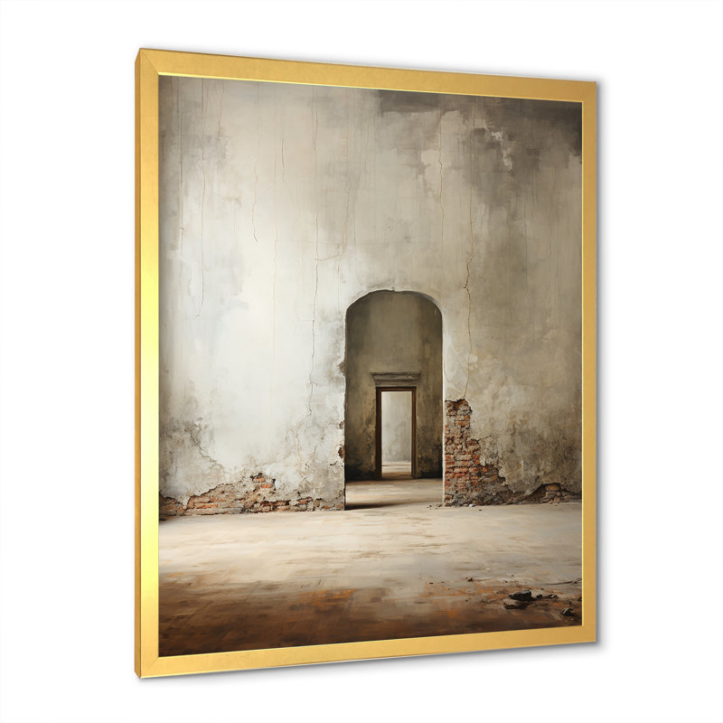 Impression sur toile «Beige minimalisme Embrace I», Cadre doré simple, H 40 po x l 30 po x P 1,5 po