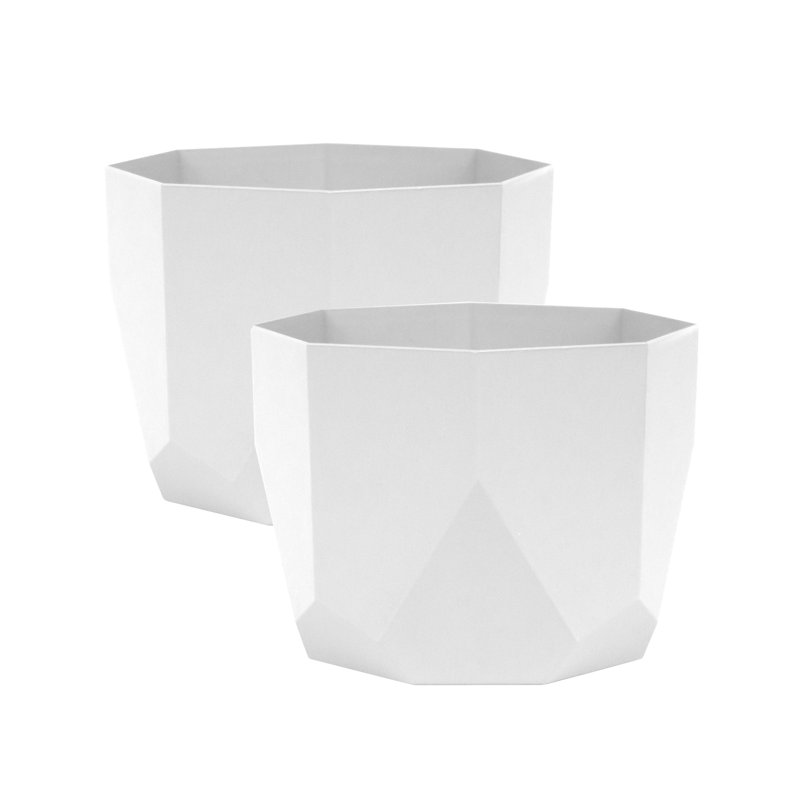 6-in Tuxton Geometric Plastic Indoor/Outdoor Planter Bundle, White