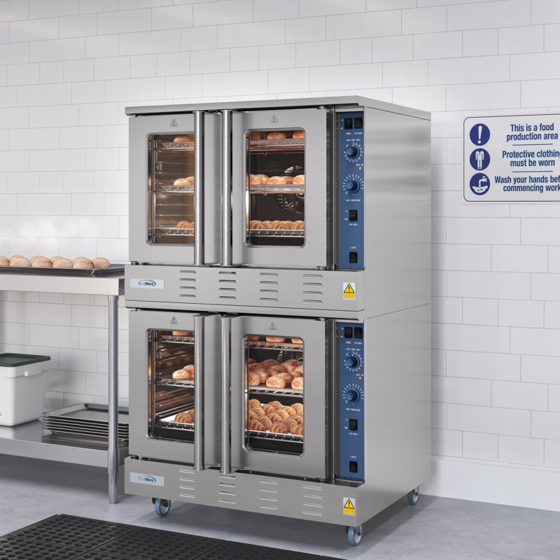 38 in. Double Commercial Natural Gas Convection Oven with Stacking Kit and Casters (KM-DCCO54-NGC)