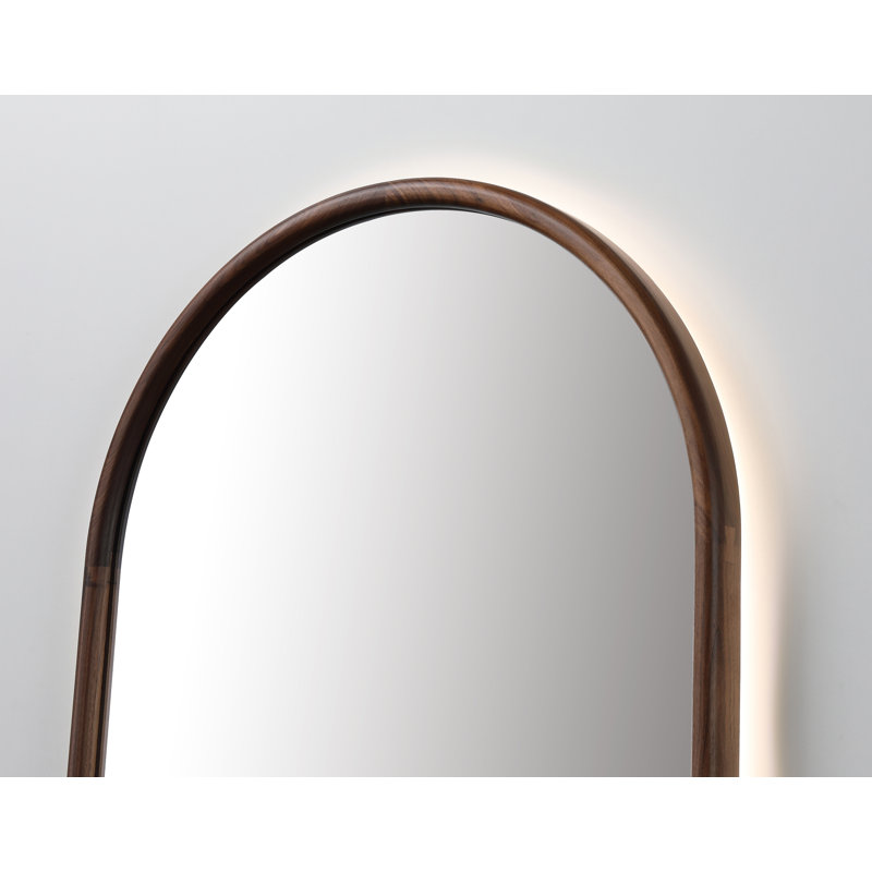 Miroir anti-buée en chêne naturel Veener, 39,37 po x 23,62 po, Noyer, Ovale