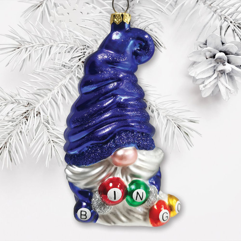 Ornement de Noël en verre Bingo Gnome