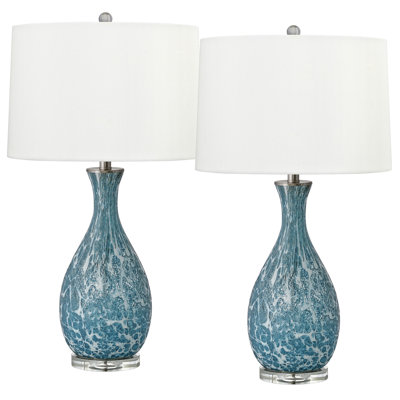 Nastrino 30 in. Blue & White Glass Table Lamp