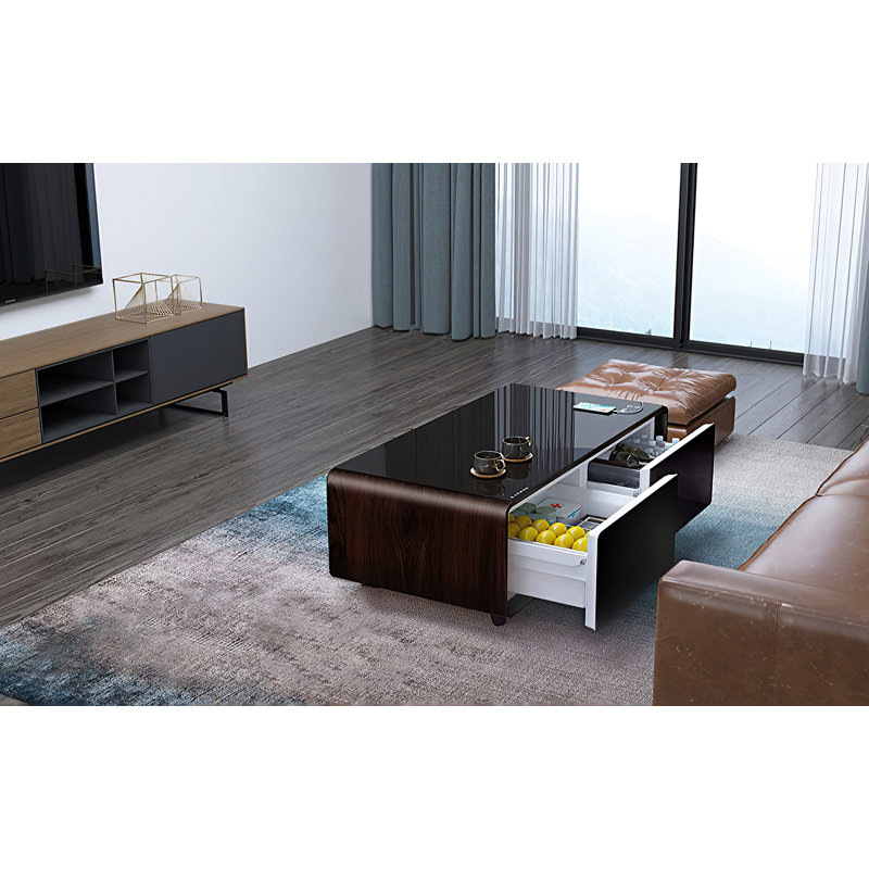 Lilou Glass Top Coffee Table, Chocolate