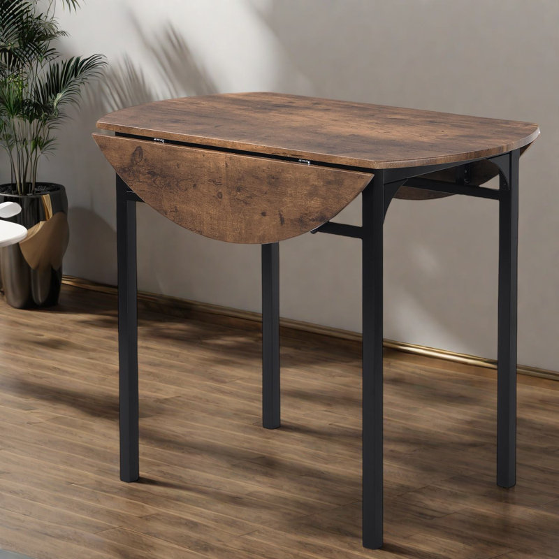 Space-saving Modern Dining Table, Metal Mdf, Rustic Style For Small Kitchens