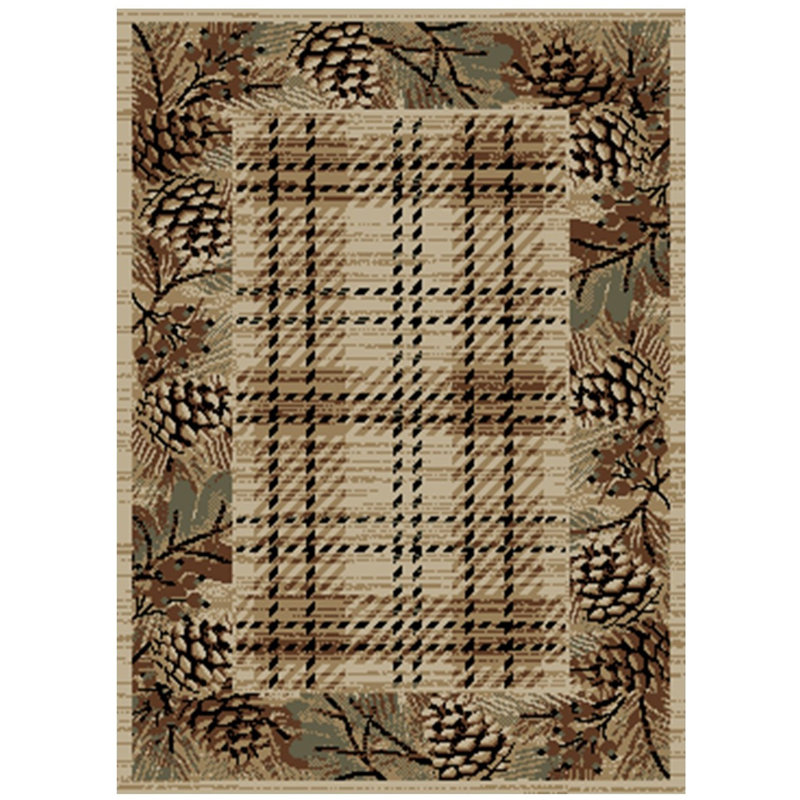 Tapis brun à carreaux Cargin, Tapis de couloir 2 pi 3 po x 7 pi 7 po