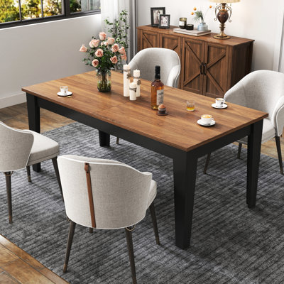 106.3 In Extendable Table For Patio And Office, Supports 110.23 Pounds, Walnut Black Design Office Study Room,