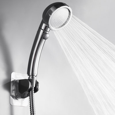Chrome Drill-Free High Pressure Handheld Shower Head With Pause Switch