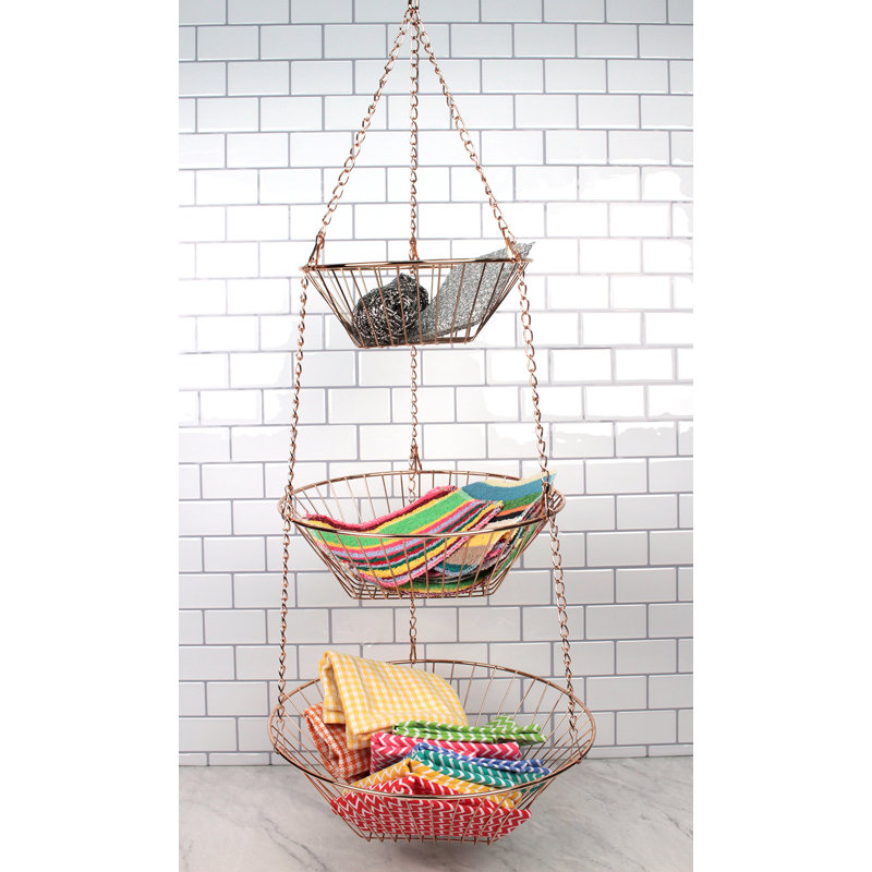 Hanging Storage Collection 3-Tier Baskets, Copper Wire