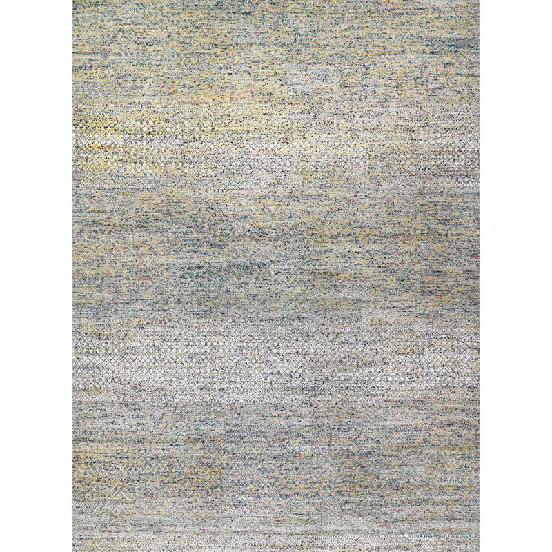 Tapis en laine noué à la main ivoire / gris / bleu clair, Rectangle 12 pi x 15 pi