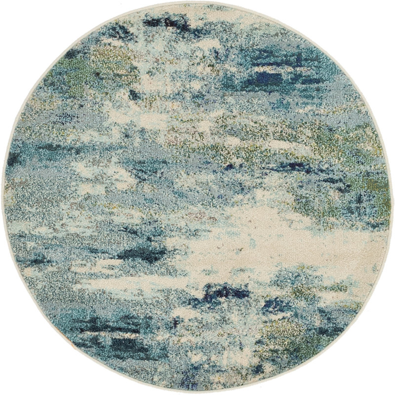 Keimar Washable Abstract Indoor Rug, Round 4'1"