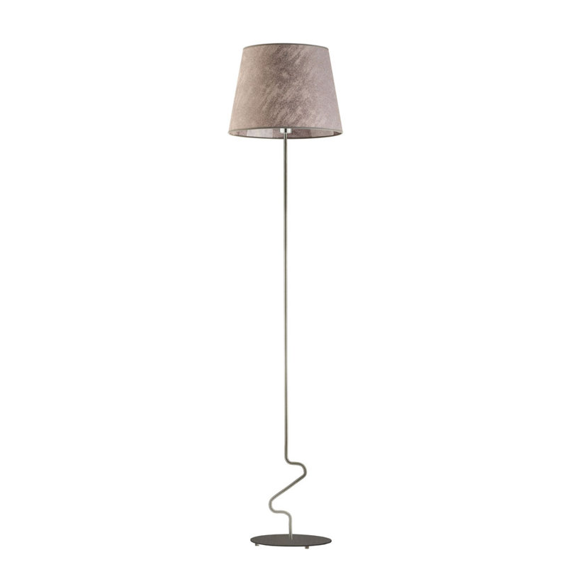 Koga 174cm Traditional Floor Lamp, Grey Melange, Brushed Steel