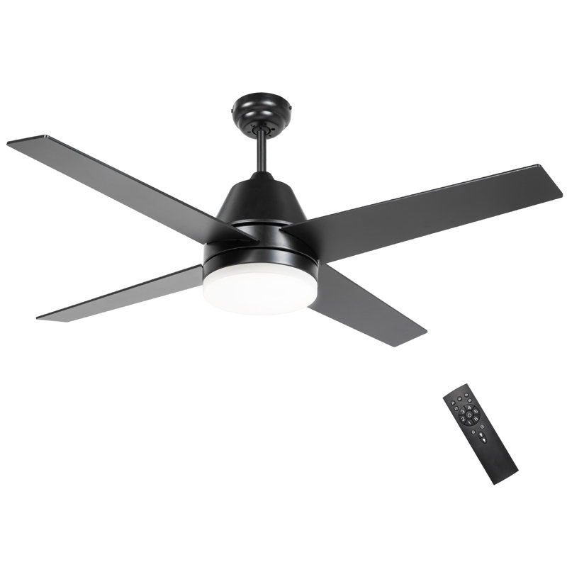 Ozelia Ceiling Fan with LED Lights, Black, Black
