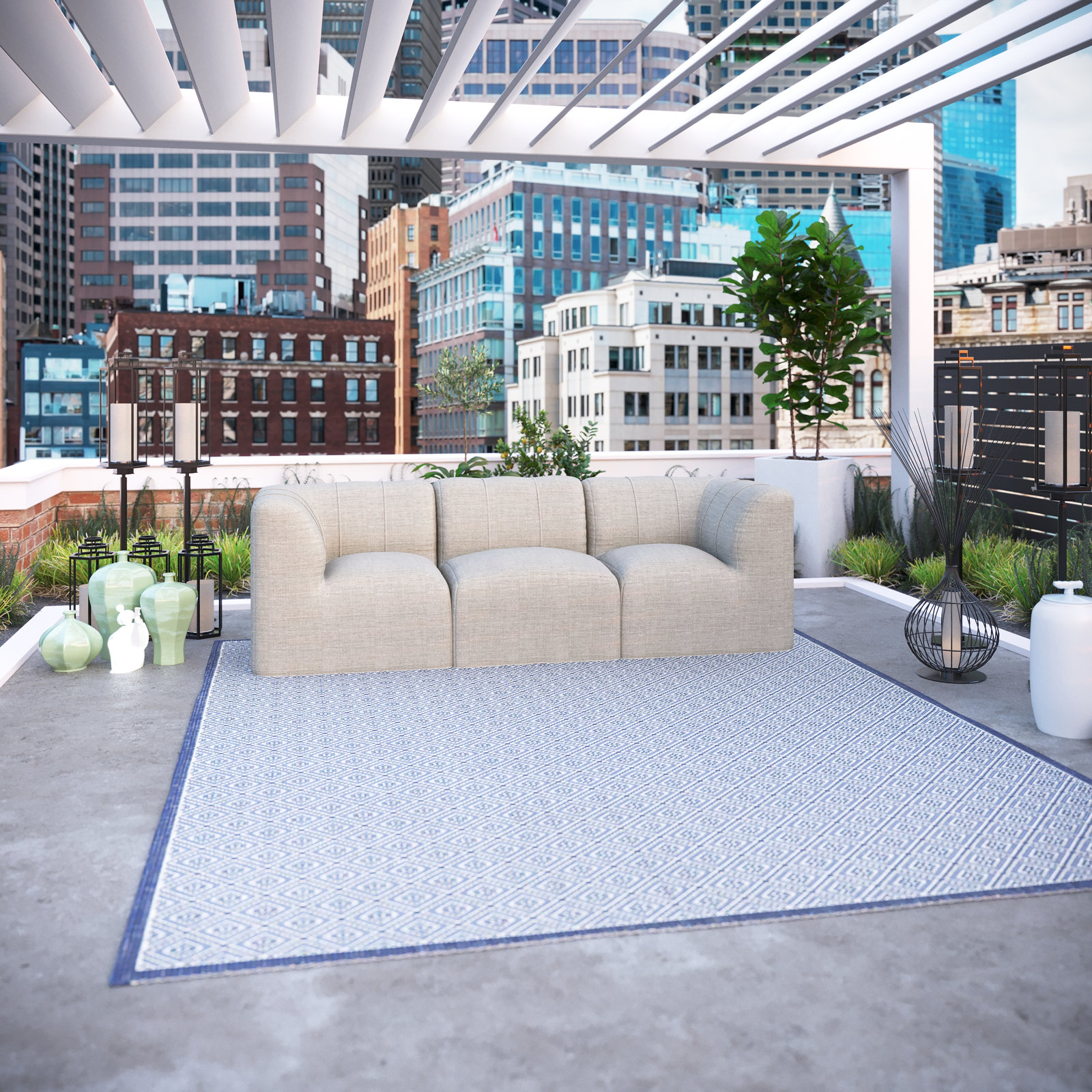 Praia 3-Person Sunbrella® Patio Seating Group, Cast Silver Sunbrella®