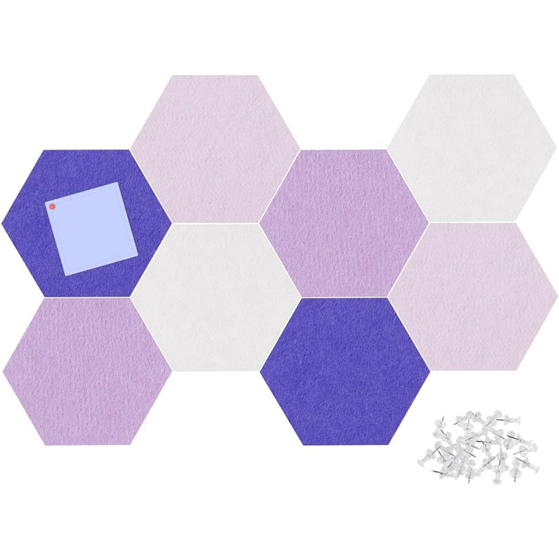 Carreaux de babillard en feutre, panneaux muraux hexagonaux en liège 8 pièces avec adhésif amovible pour salle de classe, maison et bureau