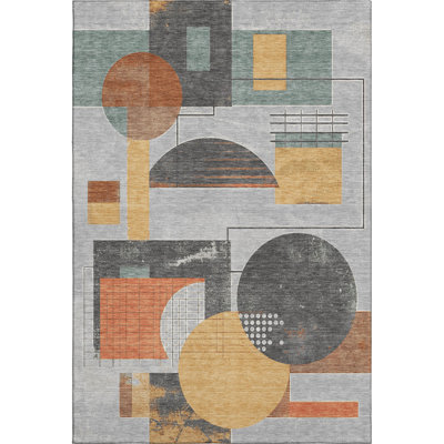 Premium Machine Washable Mehara AMF1695 Geometric Rug