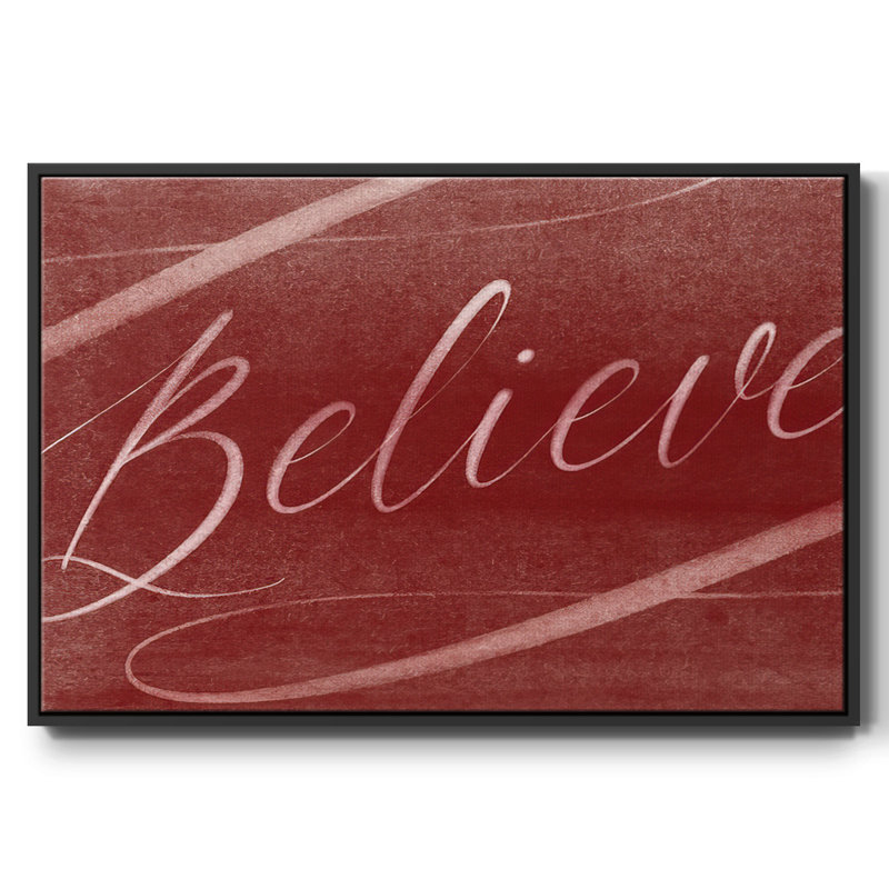 Toile tendue avec châssis Believe, Cadre flottant noir, H 17 po x l 25 po x P 1,5 po