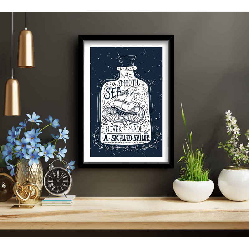 Élégante peinture décorative en panneau de fibres à densité moyenne, 15,0 po x 20,9 po | 100% panneau de fibres à densité moyenne (épaisseur: 0,1 po) et cadre 100% bois (épaisseur: 0,9 po) | Design élégant blanc et bleu marine pour la décoration intérieure et le bureau