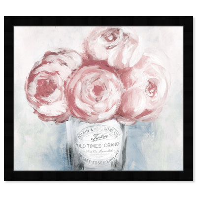 " Pink Pastel Painted Peony Floral Bouquet " Painting Print